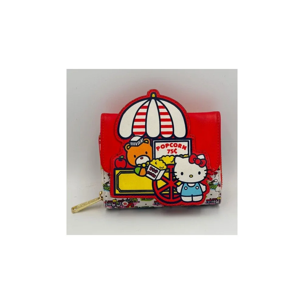 Loungefly Sanrio Hello Kitty Popcorn Stand Bifold Wallet Carnival Red